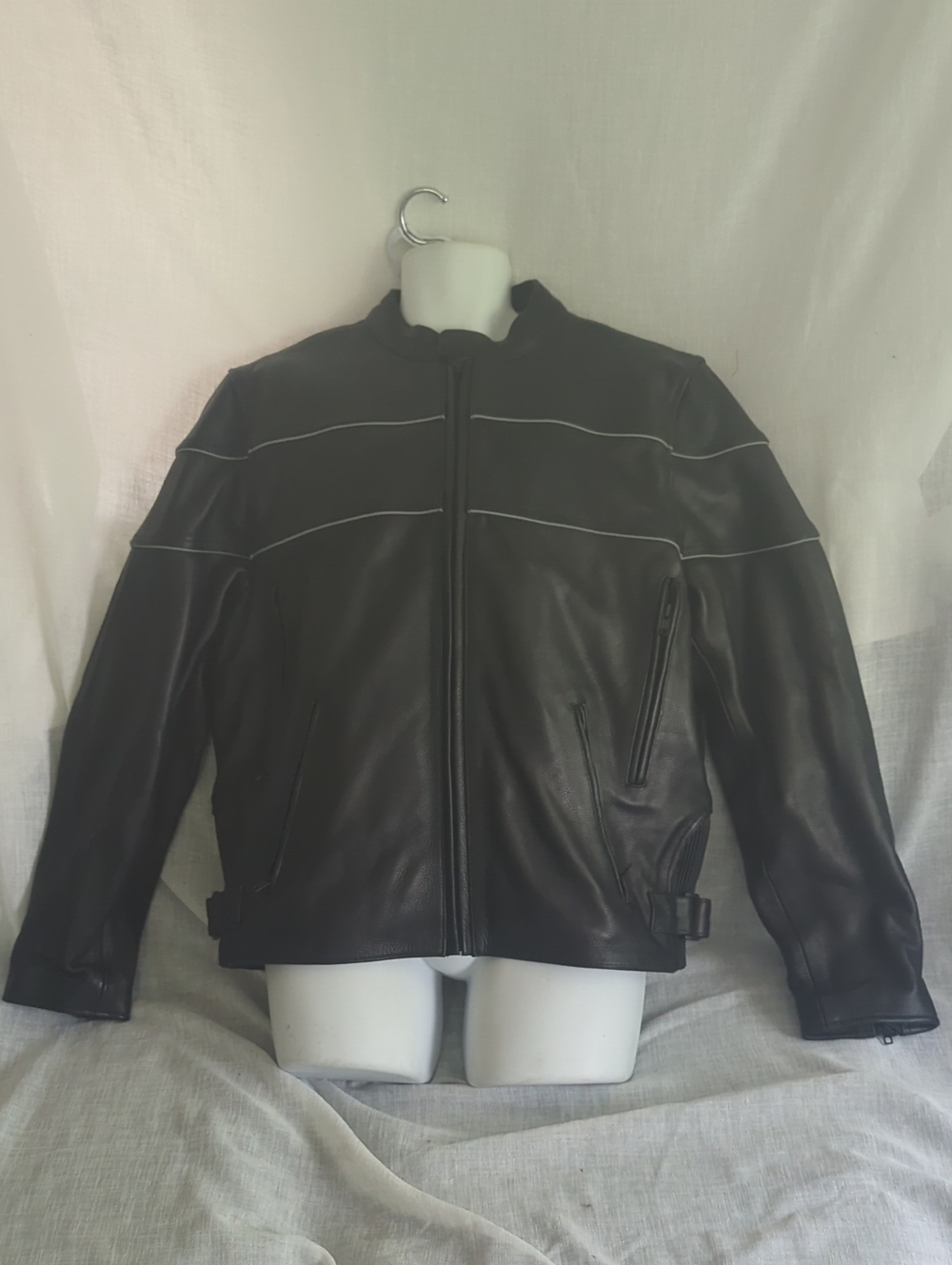 Wilsons Leather Black Leather Performance Moto Cafe Racer Jacket